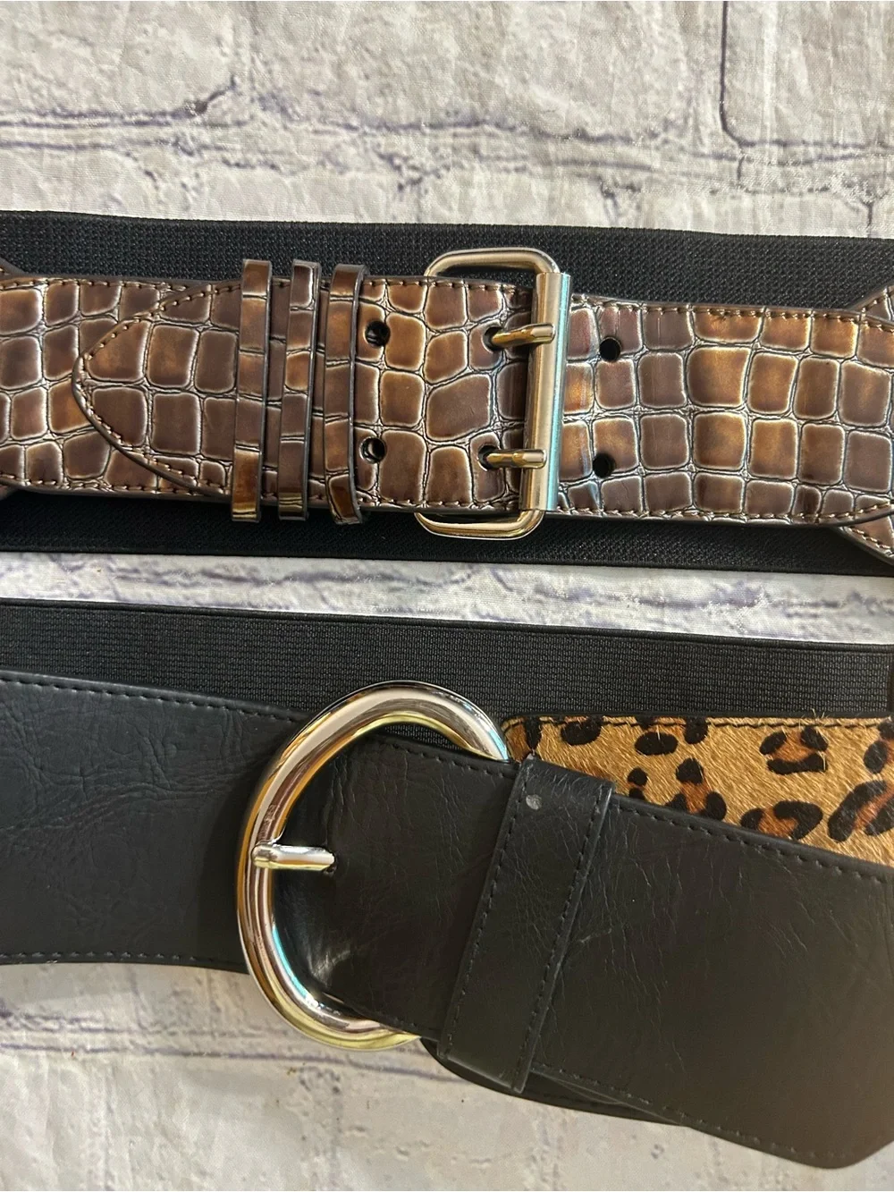 CHICO’S GENUINE HAIRCALF LEATHER WIDE WITH ANIMAL PRINT & FAUX CROC STRETCH WIDE